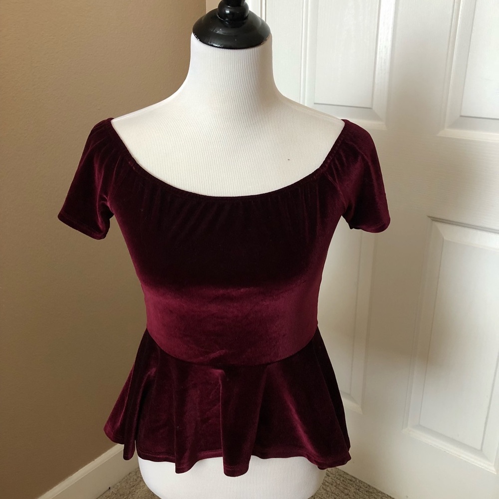 Maroon velvet like top